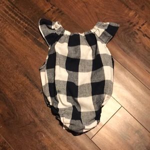 White and navy buffalo check onesie 0 to 3 months